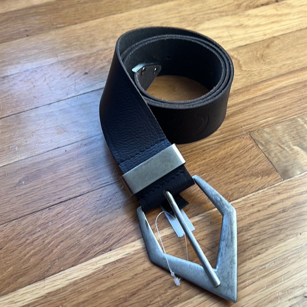 Free People Black Leather Belt with Silver Buckle - Picture 5 of 12